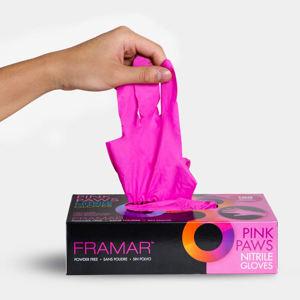 FRAMAR Guantes Nitrilo Rosa Medianos - Guantes Desechables Medianos, Guantes Limpieza, Guantes Mecánico, Guantes Cocina, Guantes Sin Látex Desechables, Guantes Tatuaje, Gants Nitrilo, Gants Jetables