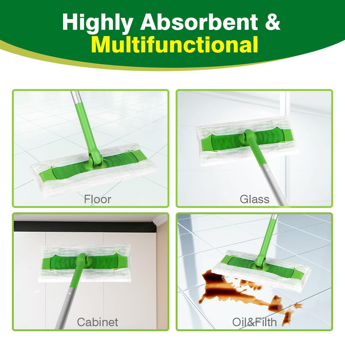 HOMEXCEL Almohadillas de Trapo de Barrido en seco compatibles con Swiffer Sweeper, Almohadillas Desechables para fregona y Limpieza de Suelos, 64 Unidades