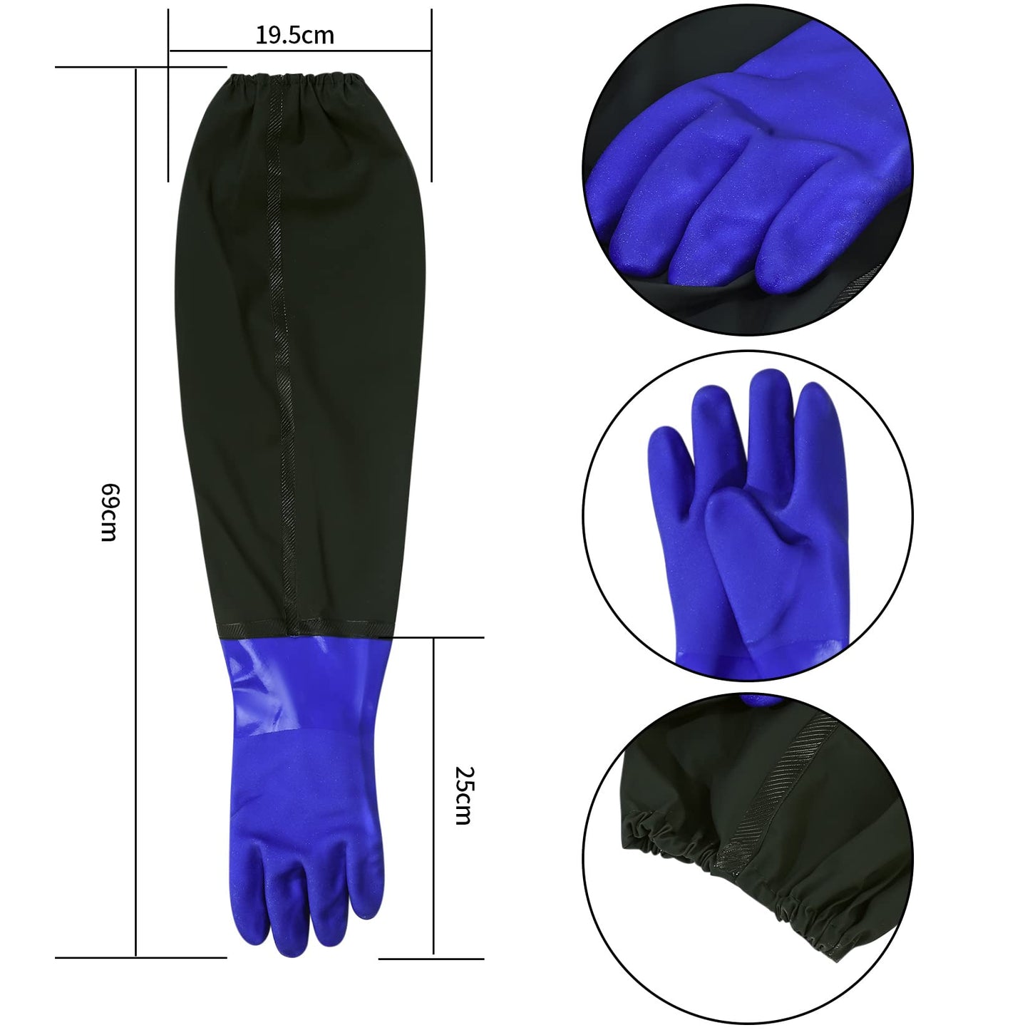 YiPHomn Guantes de Limpieza de Estanques, Guantes de Trabajo de Seguridad, Guantes Impermeables Extra Larga de Goma, Guantes de Jardinería, para Acuario Estanque Hombres Mujeres