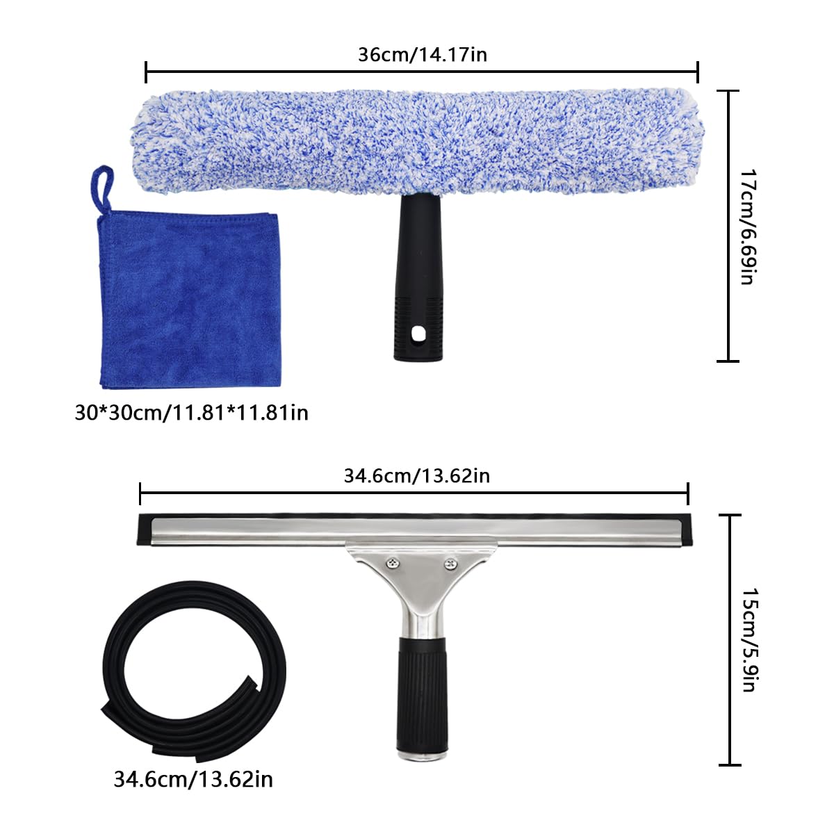 JNBGTU Kit de Limpieza de Ventanas 6 Piezas Limpiacristales Limpiador de Ventanas Profesional Limpiador de Vidrio de Microfibra Multiuso Kit de Limpieza Profesional para Ventana, Coche, Baño