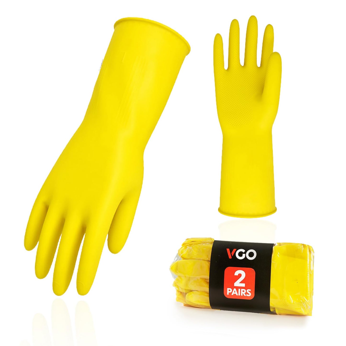Vgo... 2 Pares de Guantes Reutilizables para Trabajos de Cocina, Limpieza del Hogar y Lavavajillas, Manga Larga, Multifuncionales (HH4601)