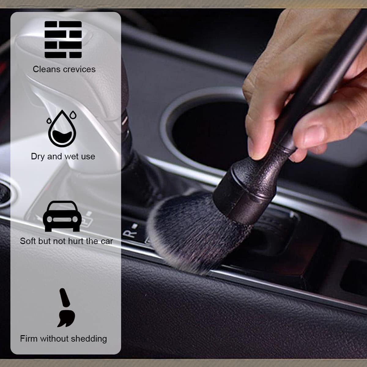 JNTMIKUN 4 PCS Cepillo Limpieza Coche, Brocha Limpieza Interior Coche para Rejillas de Ventilación de Automóviles y Salpicaderos
