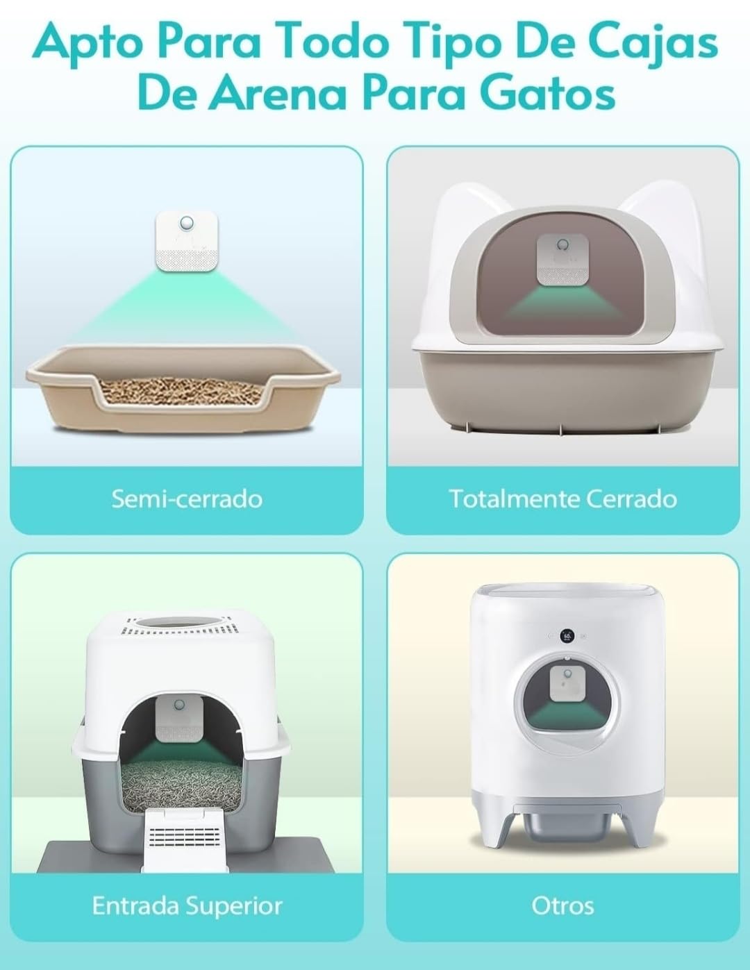 Desodorante para Arena de Gatos,Desorizador inteligente, Elimina el mal olor en la arena para gatos frescura duradera Batería de 21 días de duración para Caja de Arena para Gatos
