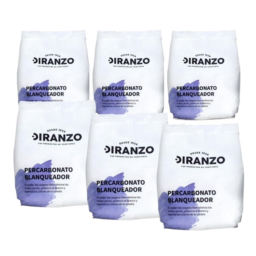 FAMILYCOM. Percarbonato Blanqueador Diranzo Pack 6 unidades. 750g x 6. Total 4,5 Kg. Quitamanchas, Blanqueante y Elimina Olores y Grasa.