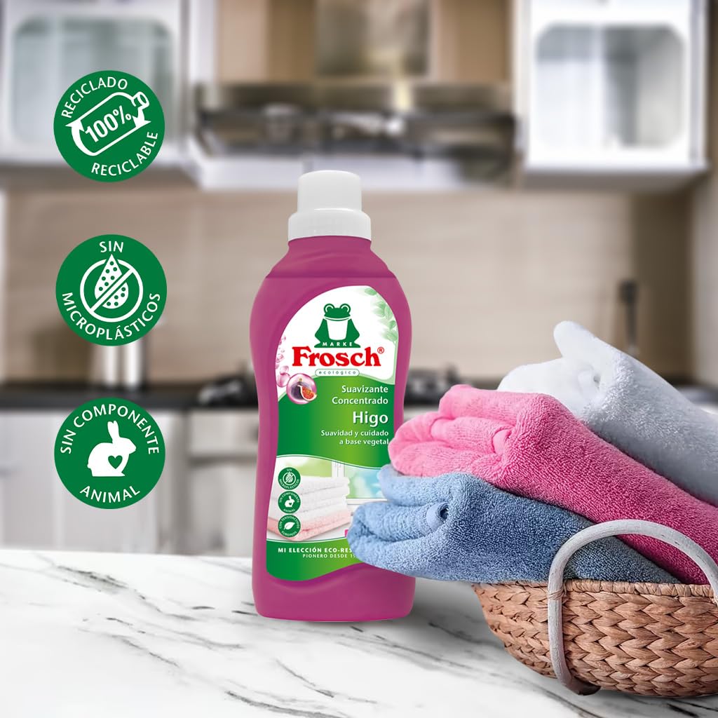 Frosch - Suavizante Concentrado Liquido para Lavadora, Apto para Ropa Blanca y de Color, Pieles Sensibles y Atópicas, Producto Hipoalergénico y Ecológico, Higo - 750 ml