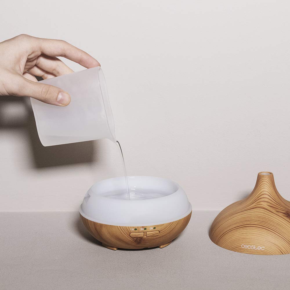 Cecotec Humidificador Ultrasónico y Difusor de Aromas con Temporizador Pure Aroma 150 Yang. Capacidad 150 ml, Temporizador 3 Horas, 7 Colores led, Función aromaterapia, Ultra silencioso