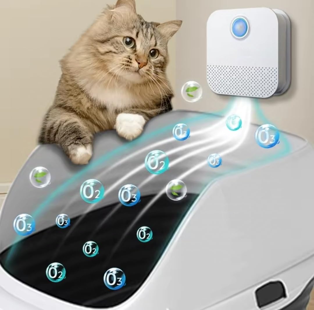 Desodorante para Arena de Gatos,Desorizador inteligente, Elimina el mal olor en la arena para gatos frescura duradera Batería de 21 días de duración para Caja de Arena para Gatos