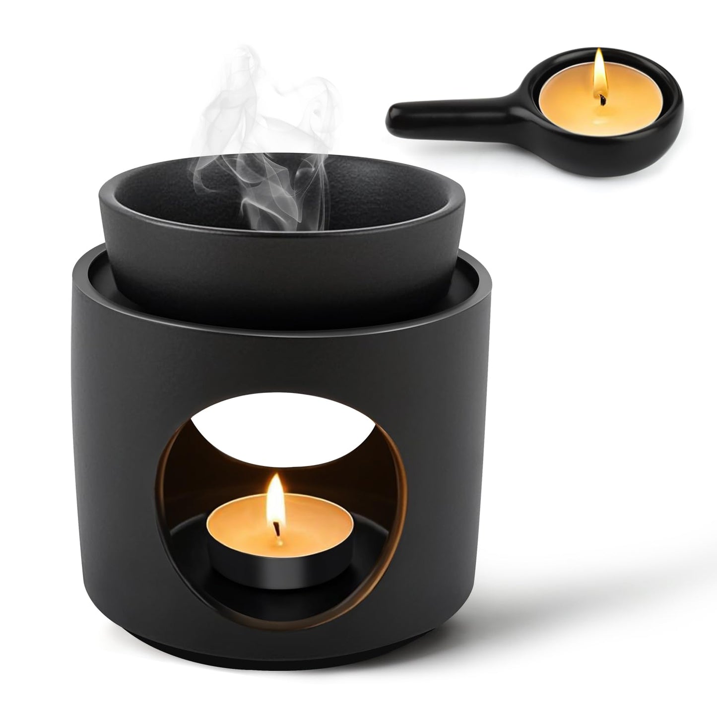 TNOMSNO Lámpara Aromática de Verámica, lámpara de Aroma Quemador de Aceite Esencial de Cera Derretida, Quemador Aceites Esenciales para Leer Yoga Living Room