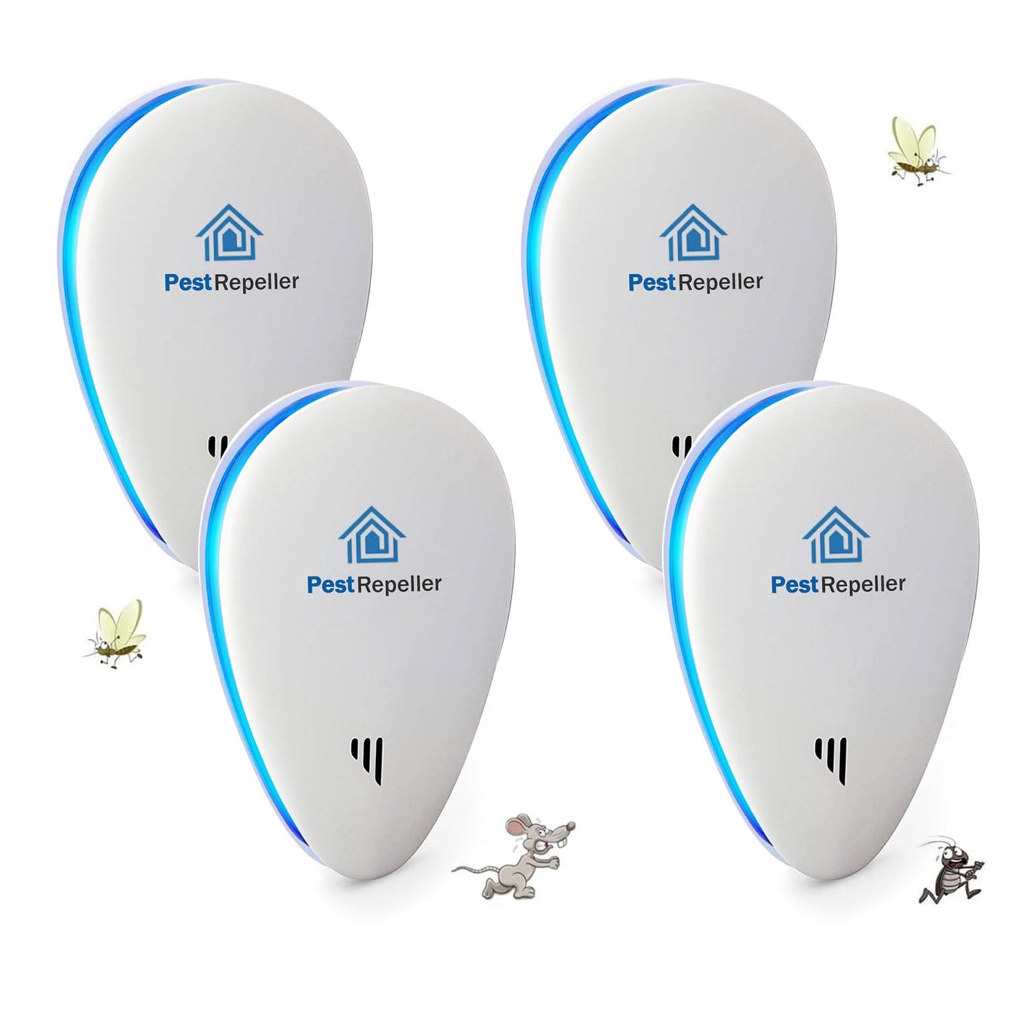 Repelente Ultrasónico de Plagas,Nuevo Electrónico Repelente Mosquitos Insectos para Interiores Anti Cucarachas, Moscas,Mosquitos,Ratones,Arañas,100% Inofensivo para Mascotas y Humanos- 4 Piezas