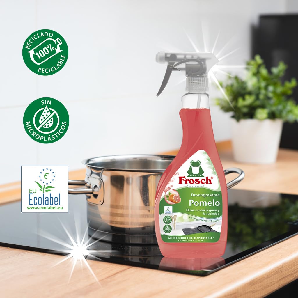 Frosch - Quitagrasas Desengrasante Ecológico Pomelo, Apto para Superficies Alimentarias, Elimina la Grasa sin Esfuerzo - 500 ml