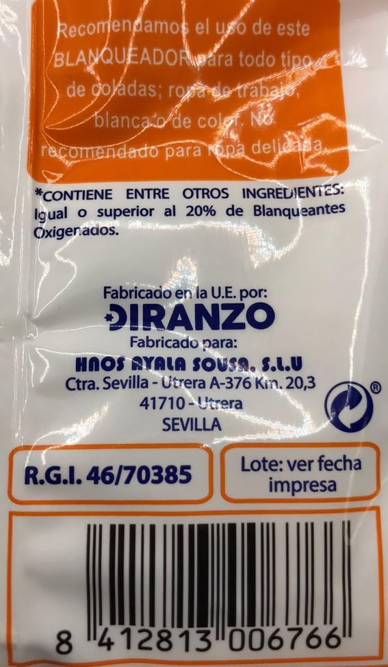 Percarbonato Blanqueador Puro 750 g - Potente Limpiador y Desinfectante Natural, Elimina Manchas Difíciles y Olores, Seguro para Ropa de Color
