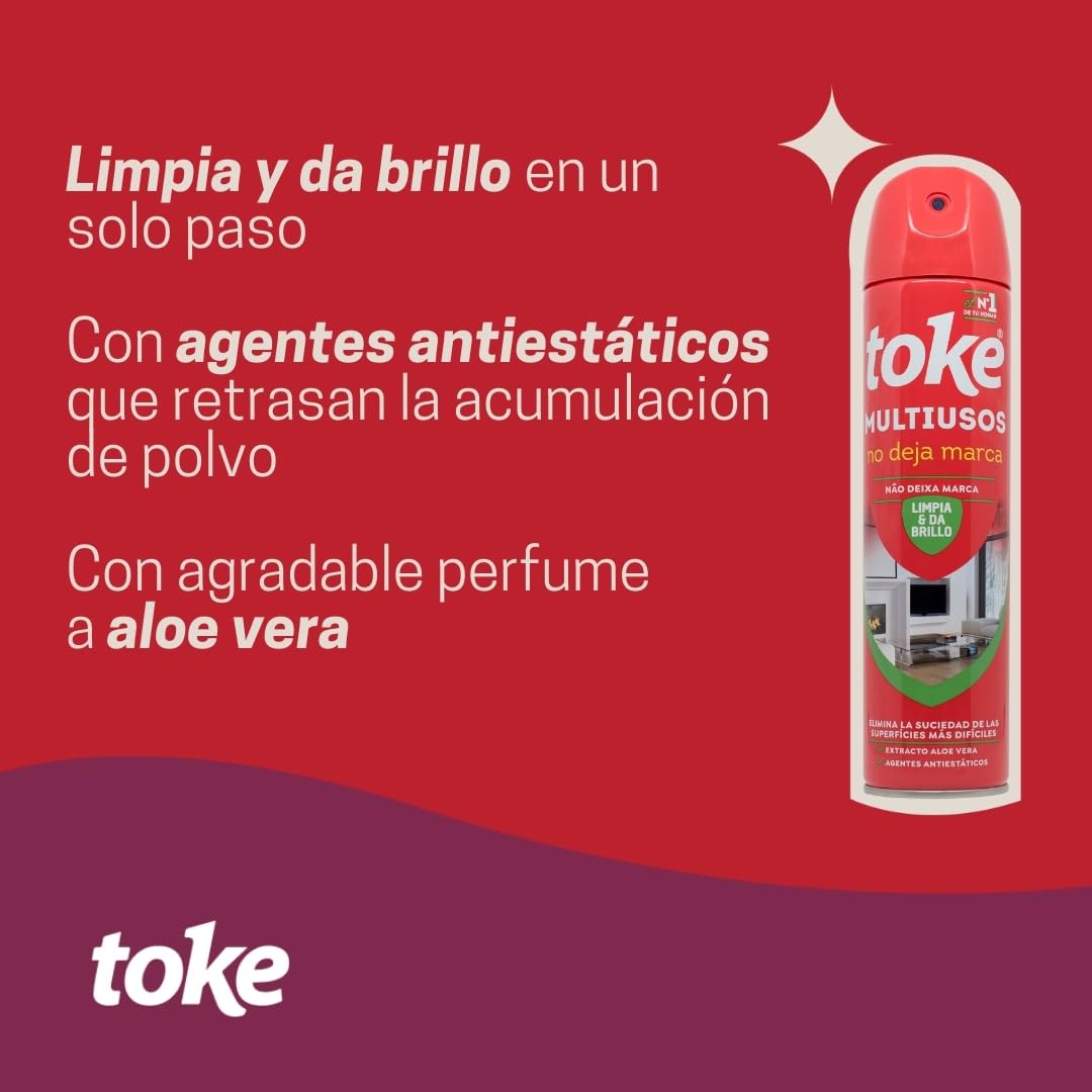 TOKE | Limpiador Multiusos | Elimina la Suciedad de las Superficies más Difíciles | Contiene Extracto de Aloe Vera | No Engrasa, Limpia y da Brillo | 400 ml