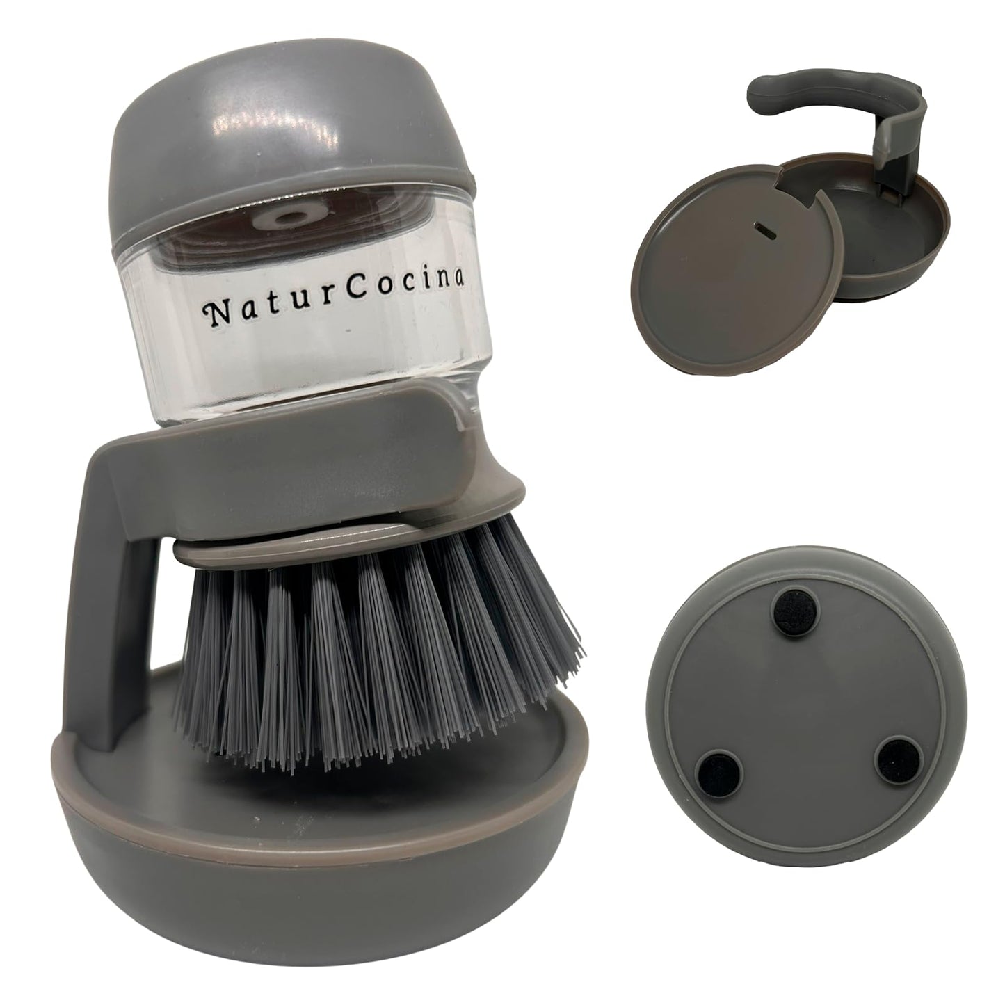 Estropajo Cocina - Cepillo Limpieza Hogar - Cepillo RELLENABLE de Jabón - Cepillo Fregar Platos - Dispensador Jabon Cocina - Dispensador Jabon Baño