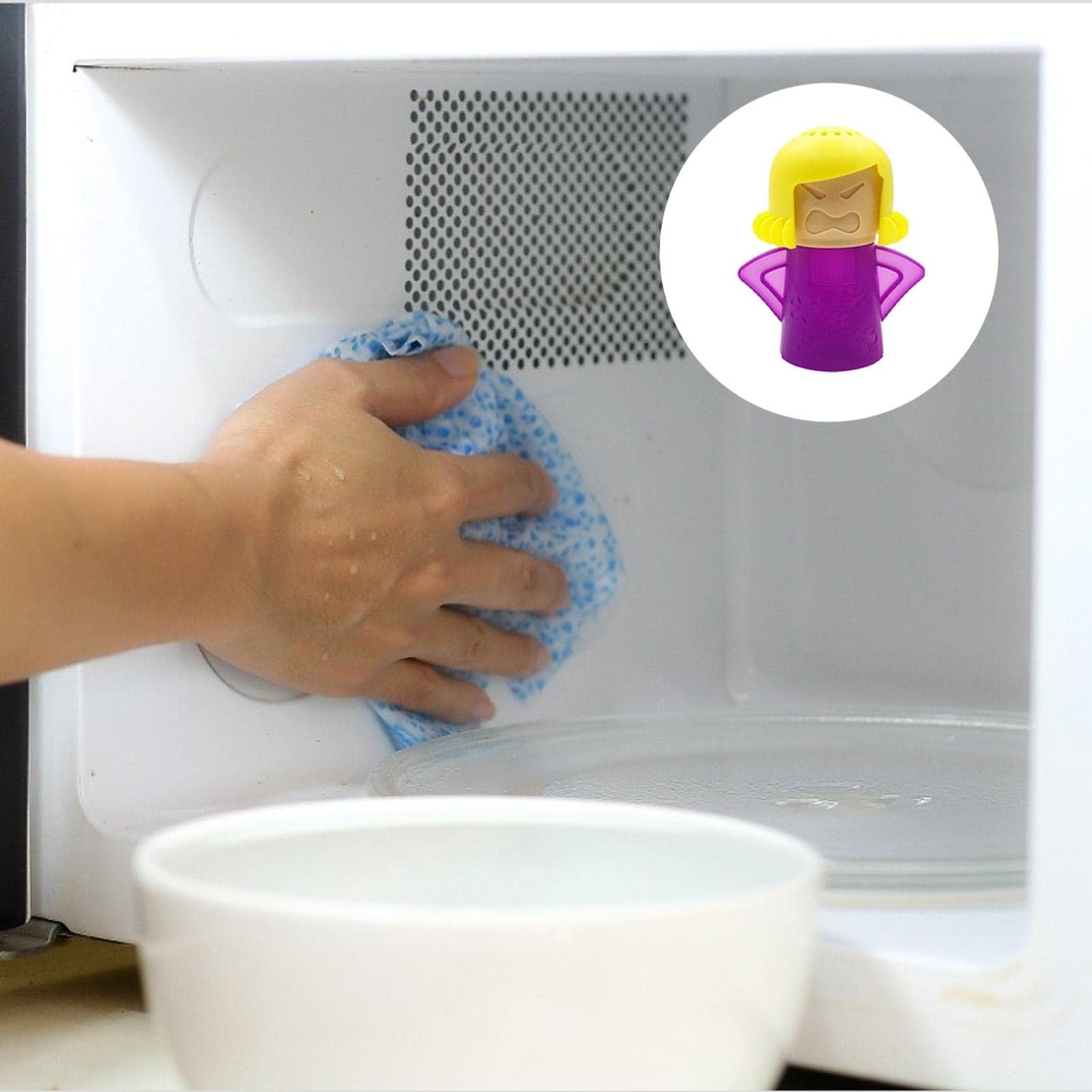 microondas Angry Mom,Vapor | Herramienta Equipo Limpieza Nevera Dibujos Animados, usando vinagre y Agua