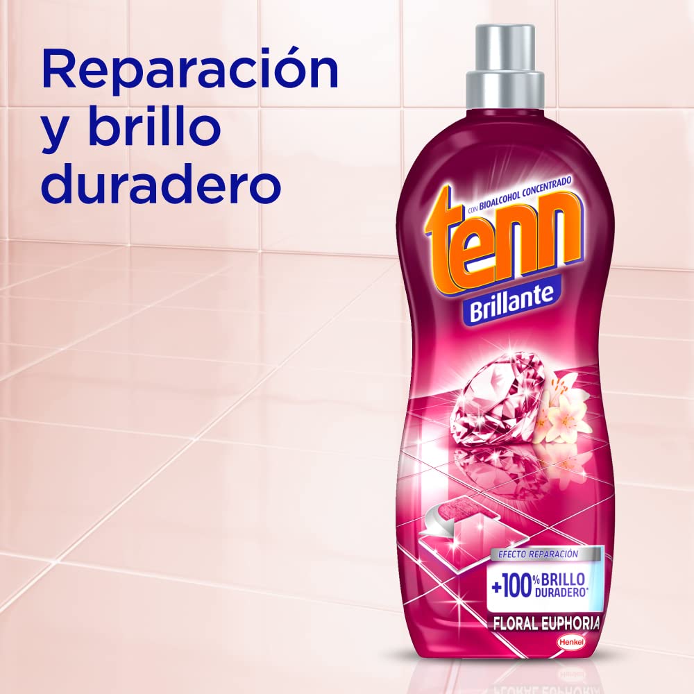 Tenn Brillante Floral Euphoria - Limpiador para suelos de mármol o baldosas. Efecto reparación y brillo 100% duradero en superficies dañadas - Secado rápido y baja espuma 1,25 Litros