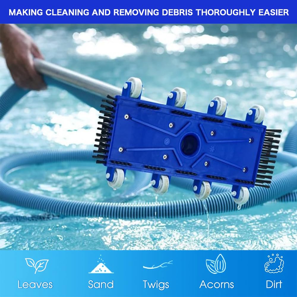 Aspirador Piscina,Kit Limpiafondos Piscina Manual,Limpiafondos Piscina,Lncluye 6 Varillas Reforzadas-Conexión de hasta 2,1 M de Longitud-para Piscinas, Fuente, Hidromasaje