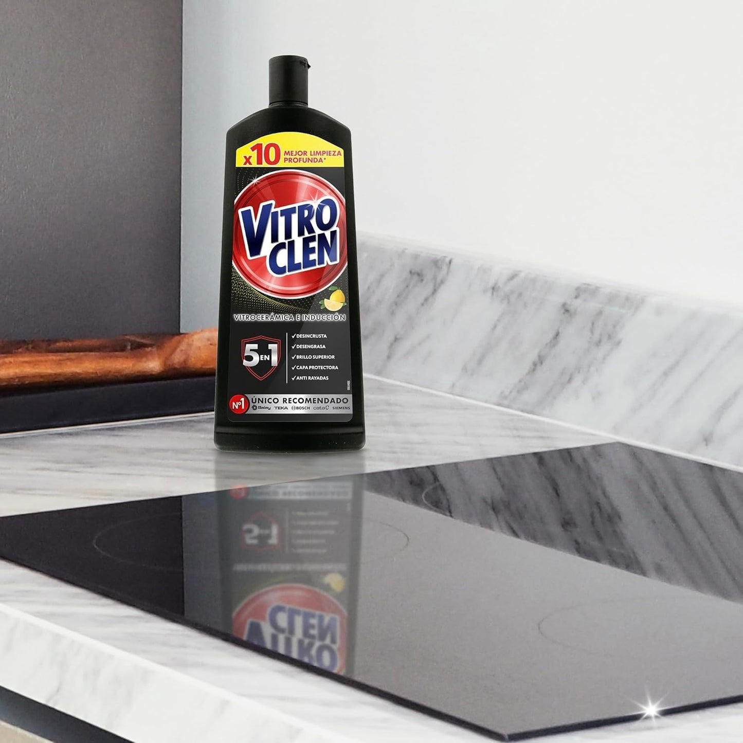 Vitroclen Limpiador de Vitrocerámica en crema, Acción protectora y desengrasante, 450 ml