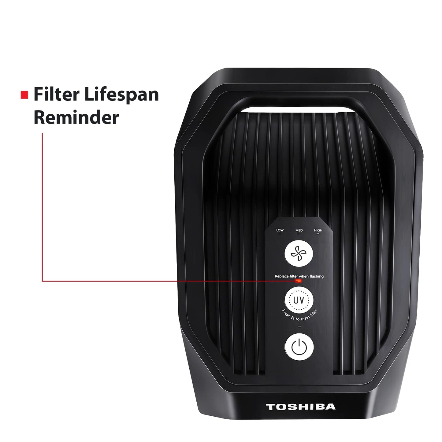 Toshiba Purificador de aire CAF-Z45FR 3 en 1 Air Purifier con filtro HEPA H13, CADR 228 m³/h, filtro de carbón activo, luz UV, 99,7% de efecto de filtración de pelo de animales, polen, polvo