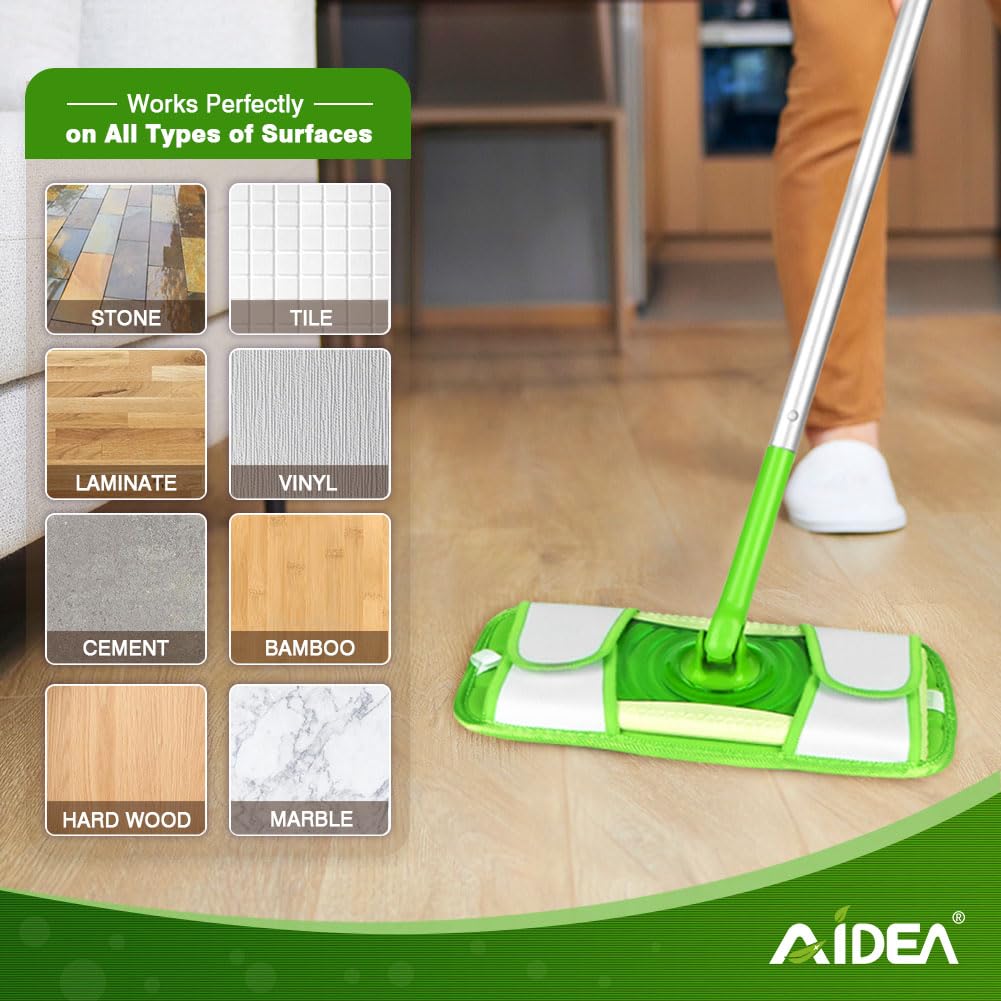 AIDEA Mopa de Microfibra Compatible con Swiffer Sweeper,Recambios de mopa Lavables y Reutilizables,Ideal para Suelos de Madera, Cerámica y Vinilo,Pack de 4