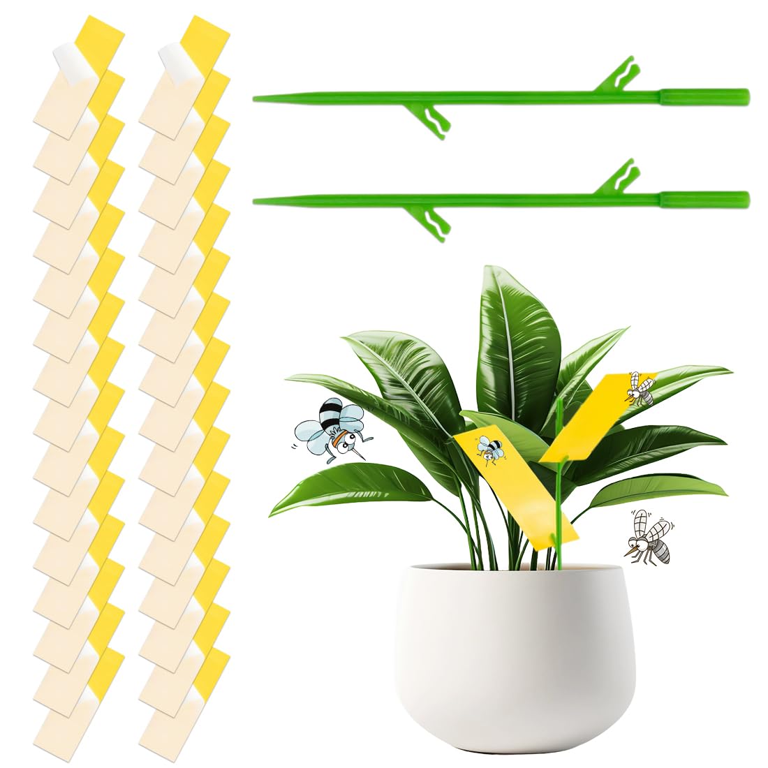 MOLZINY 30Pcs Atrapa Moscas Trampa Moscas Fruta Trampa Atrapa Moscas Trampas para Insectos Adhesivas para Moscas Pegatinas de Doble Cara Papeles Pegajosos Amarillos Trampas de Moscas para Jardín