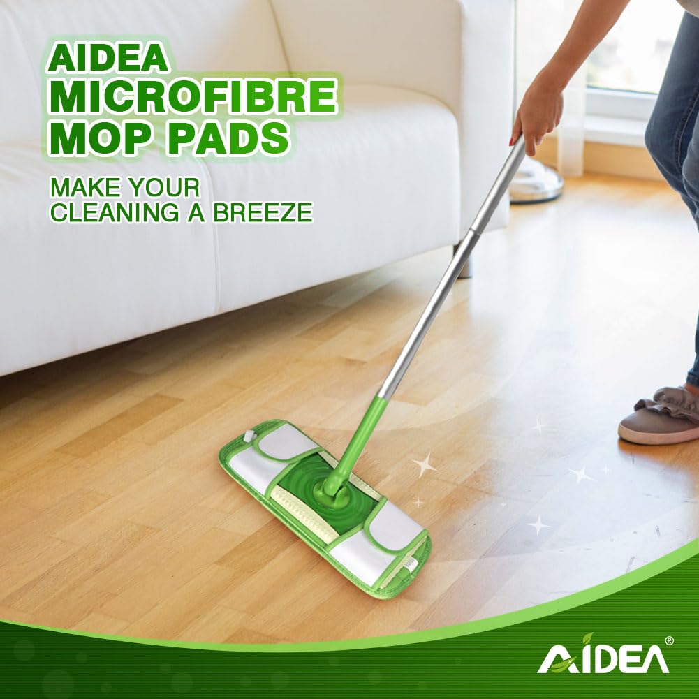 AIDEA Mopa de Microfibra Compatible con Swiffer Sweeper,Recambios de mopa Lavables y Reutilizables,Ideal para Suelos de Madera, Cerámica y Vinilo,Pack de 4