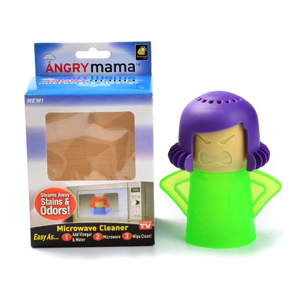 FOROREH Angry mama limpiador de microondas a vapor Horno microondas, Rápida de Cocina Elimina con Agua y Vinagre Desinfecta para Hogar sin Detergente de Vapor de Acción limpia microondas muñeco