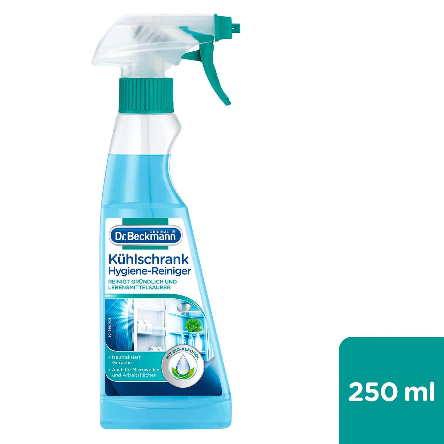 Dr. Beckmann Limpiador higiénico para frigorífico, limpia y neutraliza los olores, con alcohol orgánico, 1 x 250 ml