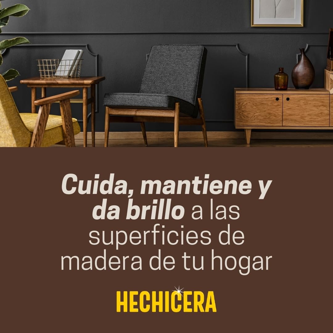 HECHICERA | Aerosol Atrapa Polvo | Para Madera a base de Cera de Abeja | Con Extracto de Aloe Vera | Limpia Muebles| Sin Alérgenos | No Engrasa | Enriquecido con Ceras Naturales | 400 ml