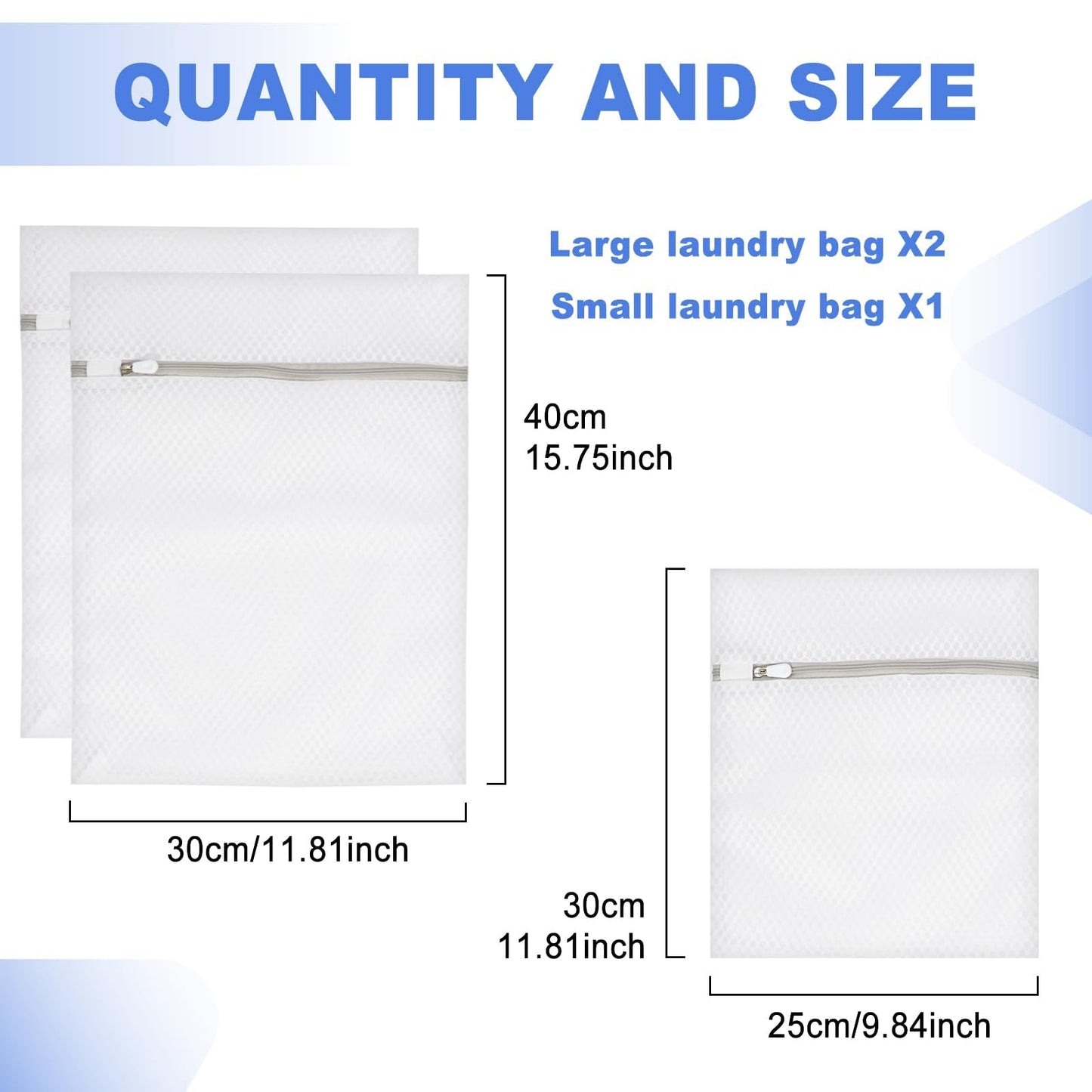 Quelcc Bolsa Lavadora, 3 Unidades Bolsa Ropa Lavadora, Bolsa Lavadora Ropa Interior con Cremallera, Laundry Bag para Blusas Delicadas, Ropa Interior, Sujetador, Lencería, Ropa y Zapatos de Bebé