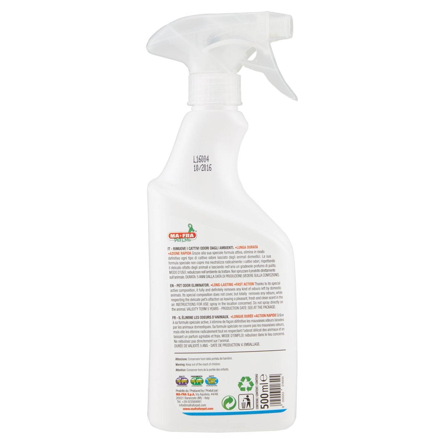 Mafra, Eliminador de Olores, Neutraliza los Olores Desagradables de las Mascotas, Ideal para Usar en el Coche y en Casa, De Acción rápida y Duradera, 500 ml