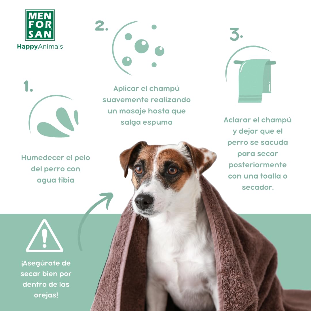 MENFORSAN Champú repelente de insectos para perros 1L, con citronela ingrediente natural