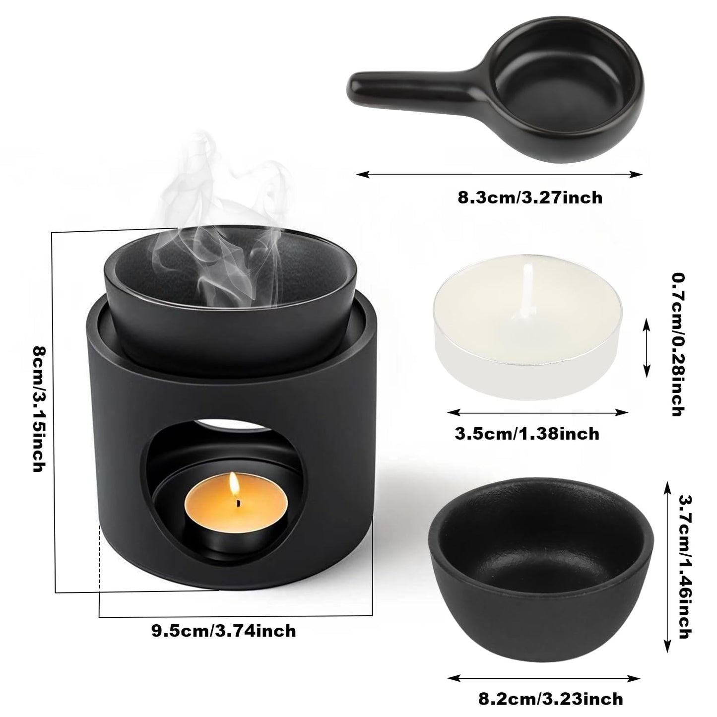 TNOMSNO Lámpara Aromática de Verámica, lámpara de Aroma Quemador de Aceite Esencial de Cera Derretida, Quemador Aceites Esenciales para Leer Yoga Living Room