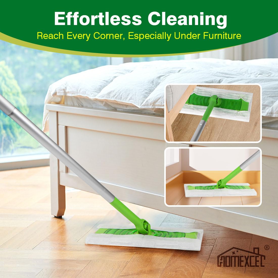 HOMEXCEL Almohadillas de Trapo de Barrido en seco compatibles con Swiffer Sweeper, Almohadillas Desechables para fregona y Limpieza de Suelos, 64 Unidades