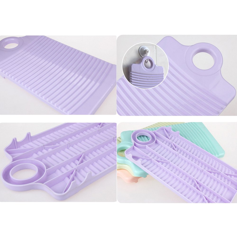 NUODWELL Tabla de lavado antideslizante para colgar, con trípode fijo de plástico grueso, herramienta de limpieza de ropa (morado)
