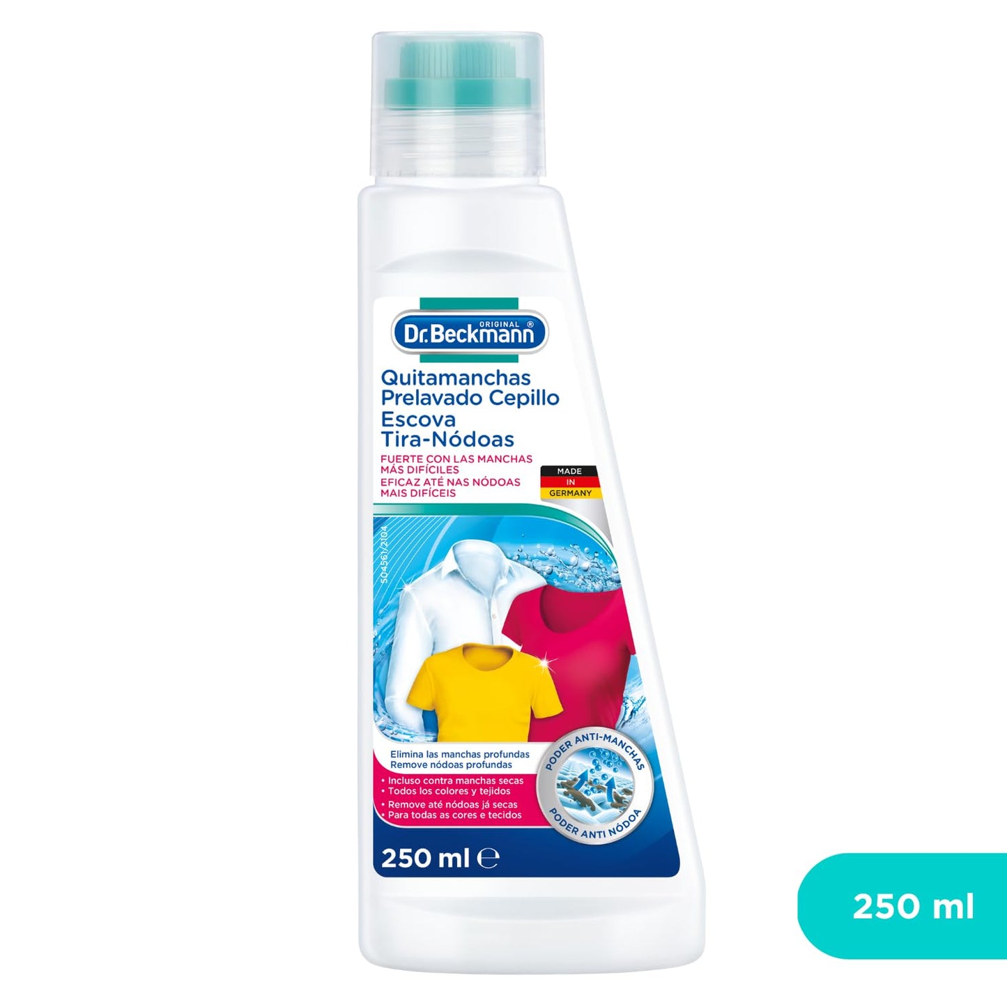 Dr. Beckmann Quitamanchas Prelavado Cepillo | Combate más de 100 manchas, incluso las más rebeldes | Con un cepillo ultrasuave | 250 ml