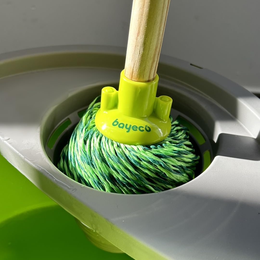 Bayeco - Fregona Secafácil Hilos 100% Microfibra - Absorción y Limpieza Superior - Ligera Incluso mojada - Más Resistencia y Durabilidad - Verde - 1 Unidad