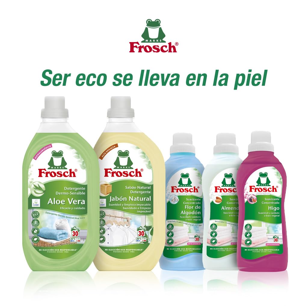 Frosch - Suavizante Concentrado Liquido Ecológico Flor de Algodón para Lavadora, Apto para Ropa Blanca y de Color - Pack de 8 Unidades x 750 ml