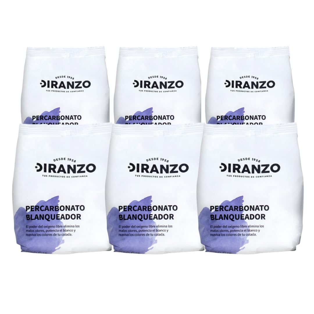 FAMILYCOM. Percarbonato Blanqueador Diranzo Pack 6 unidades. 750g x 6. Total 4,5 Kg. Quitamanchas, Blanqueante y Elimina Olores y Grasa.