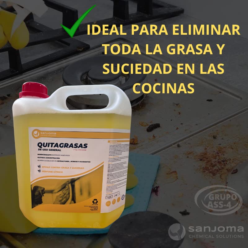 5L Desengrasante Industrial Quitagrasas - Limpiador Horno Profesional y Cocina, Ecoamigable, Desengrasante Coche, Quitagrasas eficaz y rápido- Potente Aroma Cítrico profesional e Industrial