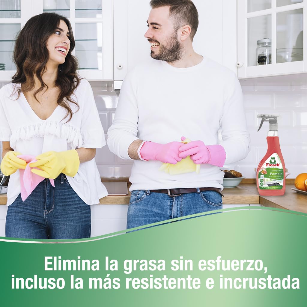 Frosch - Quitagrasas Desengrasante Ecológico Pomelo, Apto para Superficies Alimentarias, Elimina la Grasa sin Esfuerzo - 500 ml