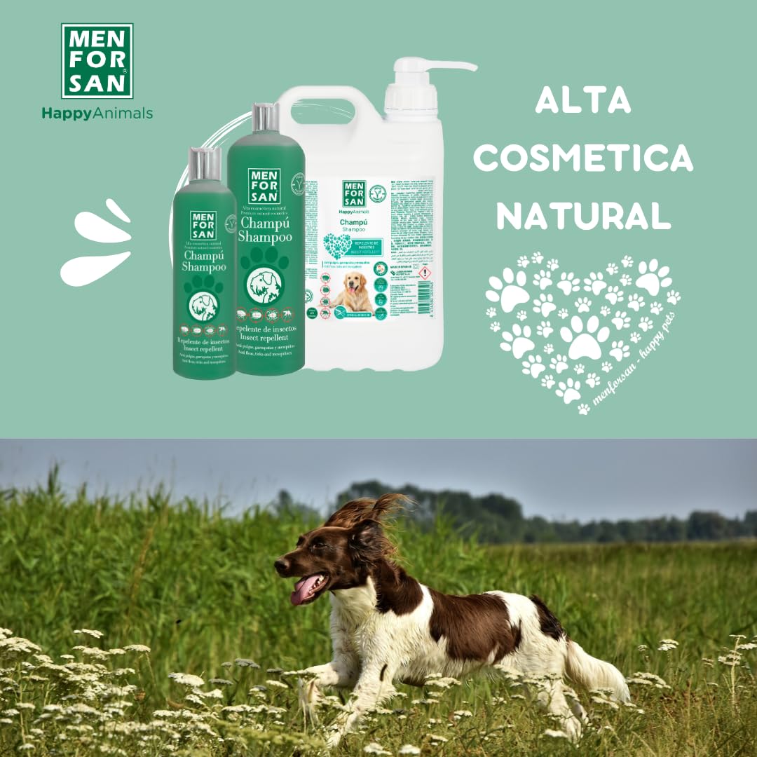 MENFORSAN Champú repelente de insectos para perros 1L, con citronela ingrediente natural