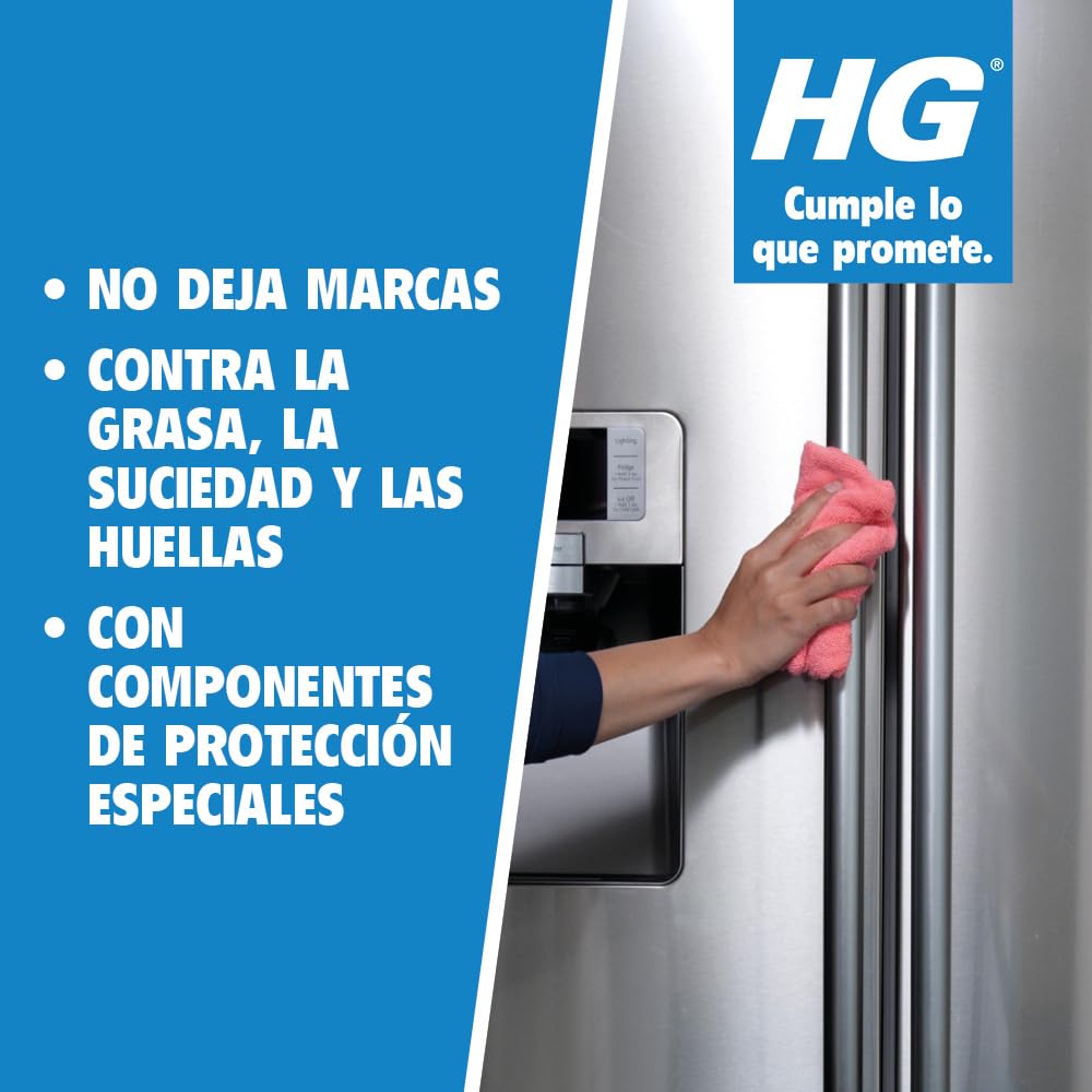 HG Limpieza Rápida para Acero Inoxidable, Elimina Grasa, Suciedad y Huellas Dactilares en Todas las Superficies de la Cocina - Spray de 300 ml (341030130)