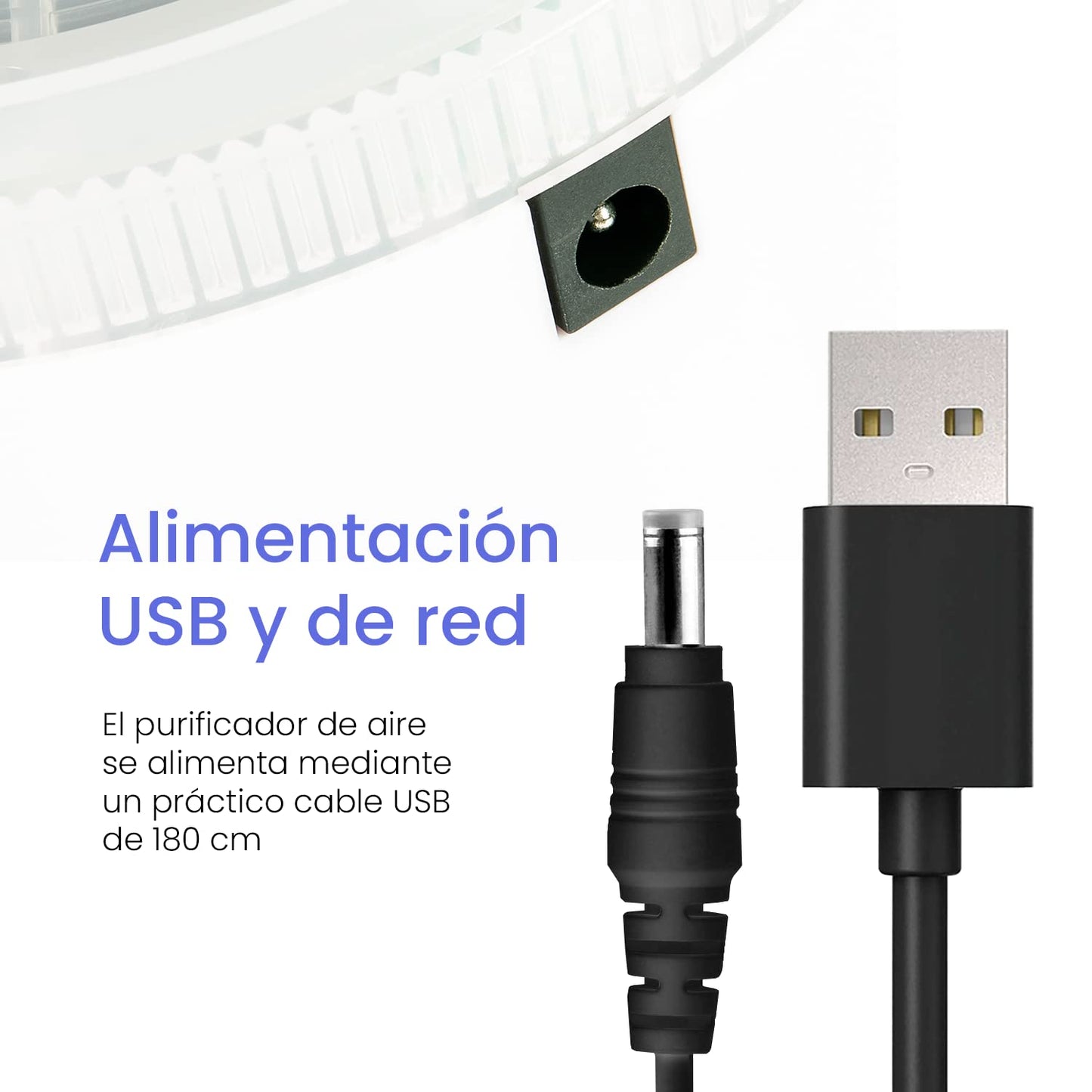 Pro Breeze Purificador de Aire Mini con Auténtico Filtro HEPA e Ionizador - Limpiador de Aire Personal de Escritorio con Luz Nocturna - Para Hogar, Trabajo, Oficinas | USB y Alimentación Principal