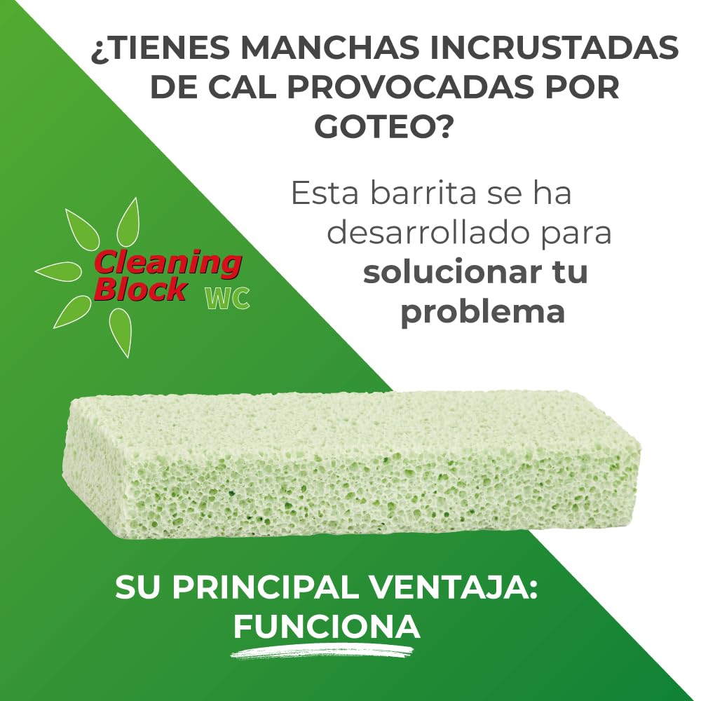 Cleaning Block WC - Pack de 4 barritas para eliminar manchas de cal, sarro y otra suciedad incrustada en inodoros, WC, lavabos, bañeras y otras superficies en el baño