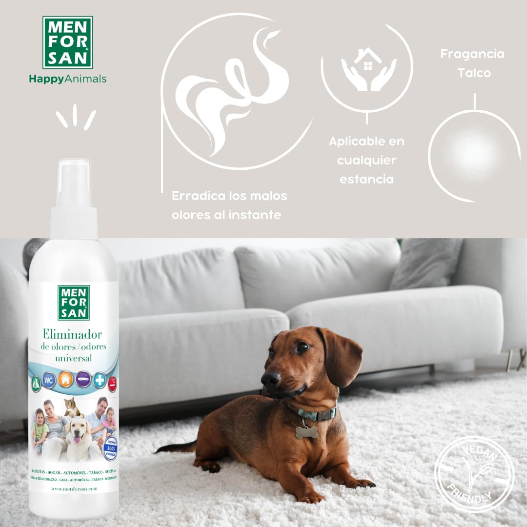 Menforsan - Spray Eliminador de olores 250ml, especial hogar con mascotas, erradica al instante cualquier mal olor, apto para todo tipo de superficies