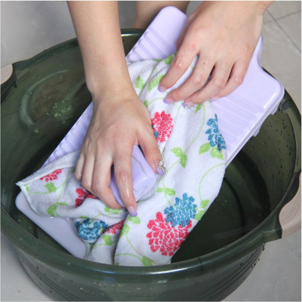 NUODWELL Tabla de lavado antideslizante para colgar, con trípode fijo de plástico grueso, herramienta de limpieza de ropa (morado)