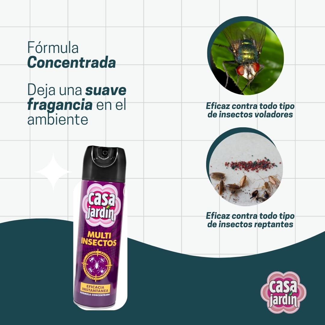 CASA JARDÍN | Aerosol insecticida | Multi Insectos | Eficacia Instantánea | Fórmula Concentrada | 500 ml