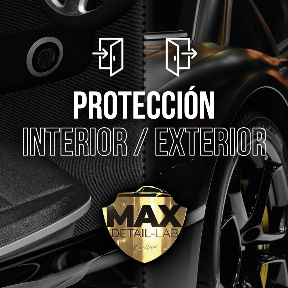 MAX DETAIL-LAB - Detailing Pack - Kit Limpieza Coche Accesorios Incluidos, Productos Limpieza Exterior e Interior, Limpia Llantas, Champu, Cera Líquida, Tapicerias, Salpicaderos, Limpiacristales