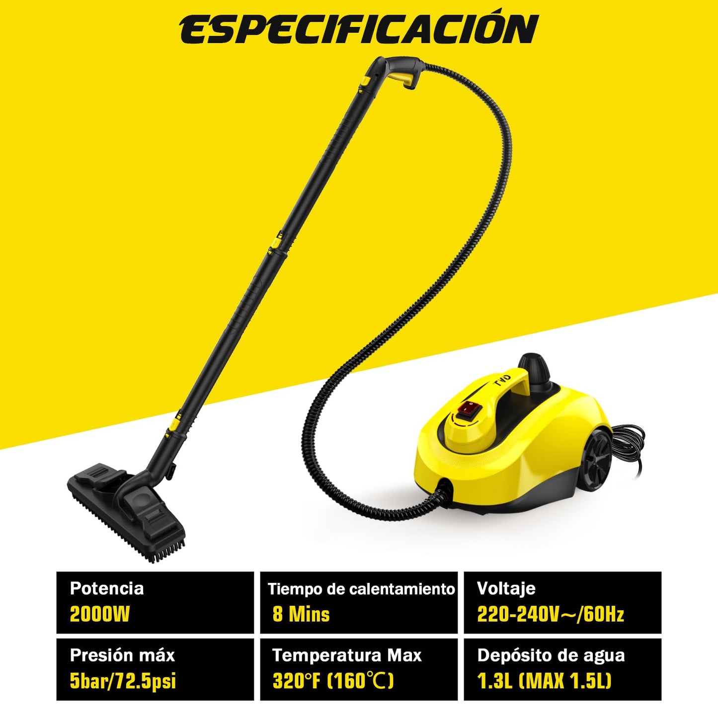 TVD Multiuso Limpiador Vapor,Vaporeta Limpieza Hogar Potente-con 26 Accesorios Multifunción,para la Eliminación de Manchas,Alfombras,Sofá,Cortinas,Asientos Coche,Tapicerias-1.5L Vaporeta de Mano