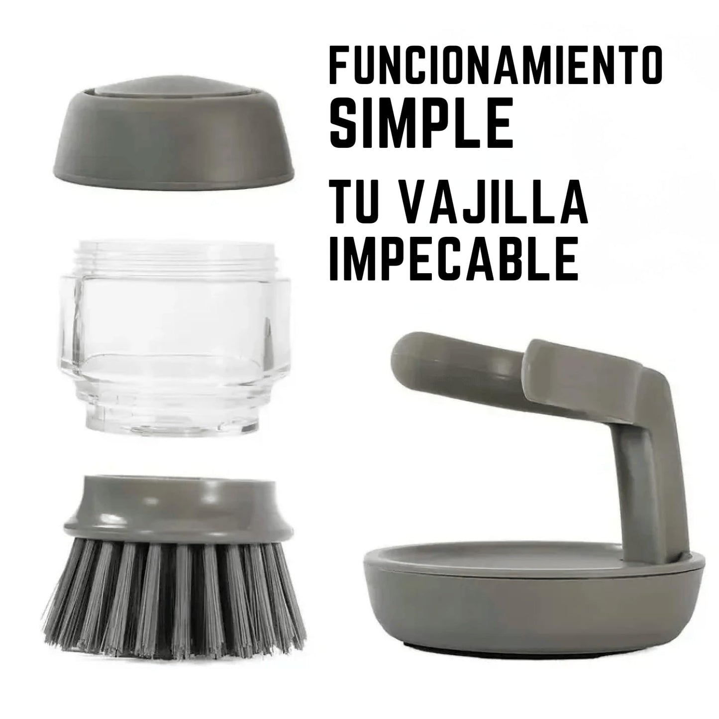 Estropajo Cocina - Cepillo Limpieza Hogar - Cepillo RELLENABLE de Jabón - Cepillo Fregar Platos - Dispensador Jabon Cocina - Dispensador Jabon Baño